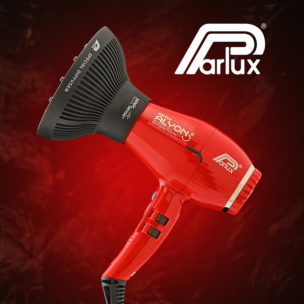 Parlux Alyon Red Hair Dryer and M Hair Designs Hot Blow Attachment Black  (Bundle 2 Items)
